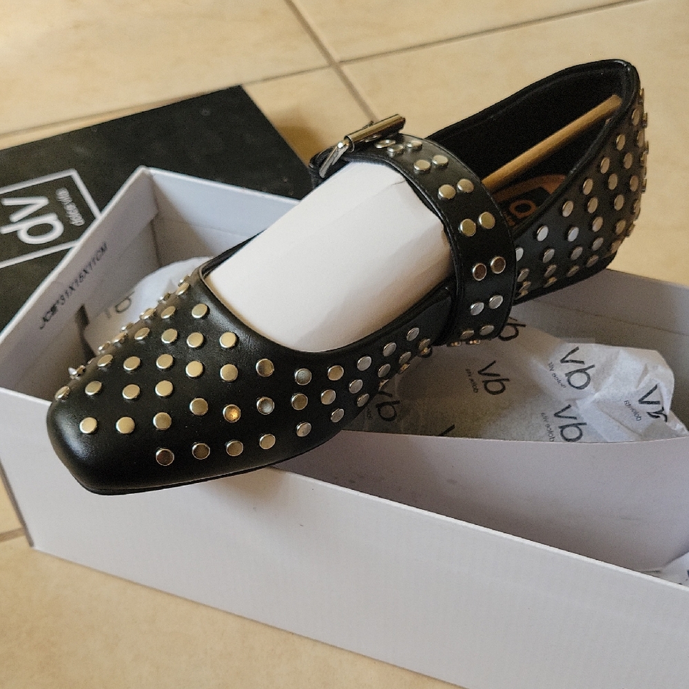 Black and Silver Studded Women's Shoes